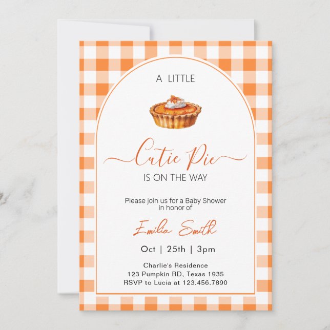 Invitation Baby shower à tarte Cutie (Devant)