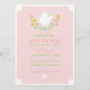 Invitation Baby shower à thé rose