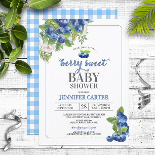 Invitation Baby shower à thème Berry Sweet Blueberry