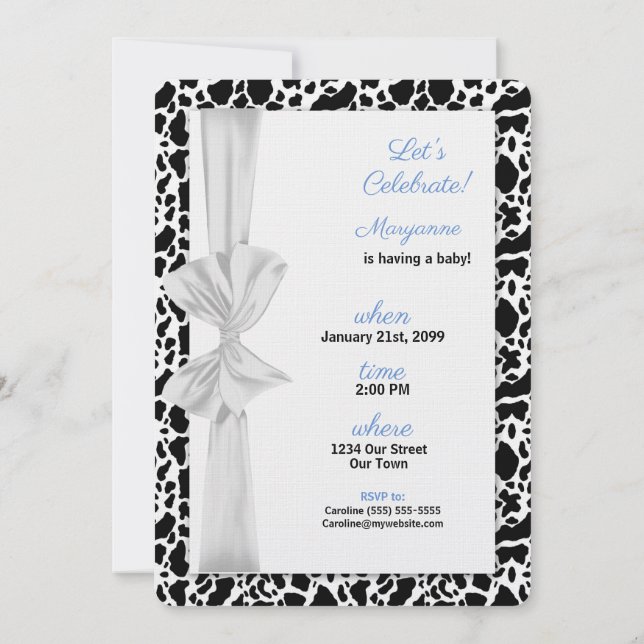 Invitation Baby shower à thème Blue Western Cowboy (Dos)