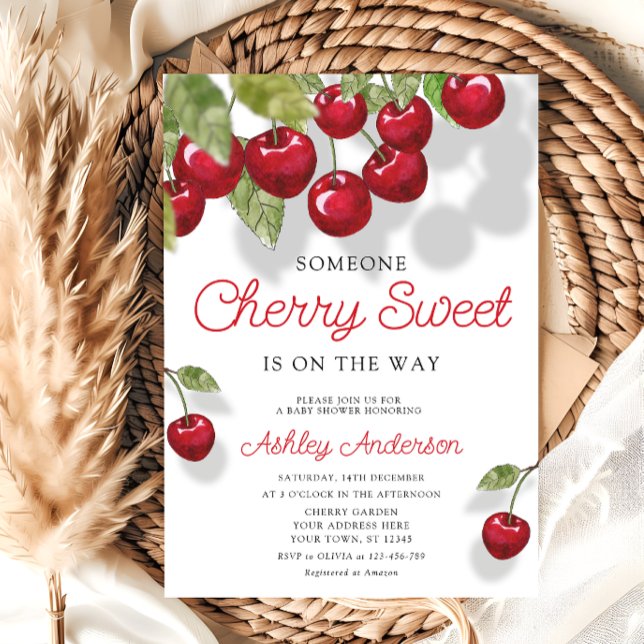 Invitation Baby shower à thème Cherry Sweet (Créateur téléchargé)