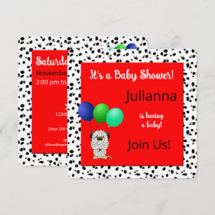 Invitation Baby shower à thème dalmate coloré