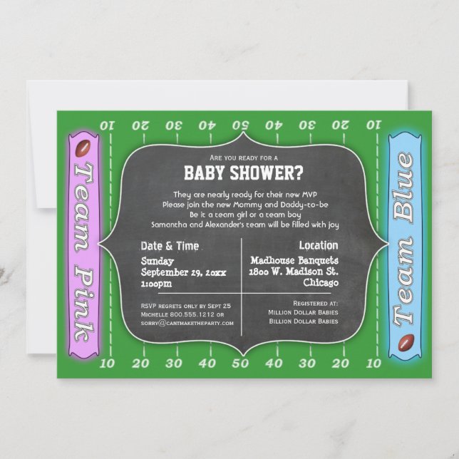 Invitation Baby shower à thème de football lunaire (Devant)