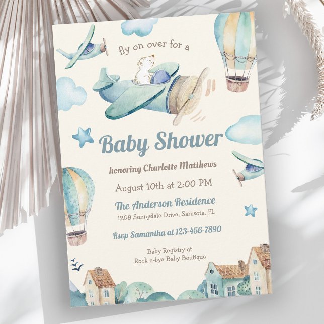 Invitation Baby shower à thème de l'aviation pour garçon (Créateur téléchargé)