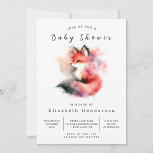 Invitation Baby shower à thème forestier tendance Fox