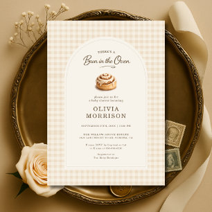 Invitation Baby-Shower à thème Gingham Bun in the Oven