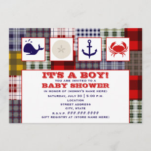 Invitation Baby shower à thème océanique - Plaid