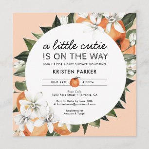 Invitation Baby shower À Thème Orange Petite Cutie