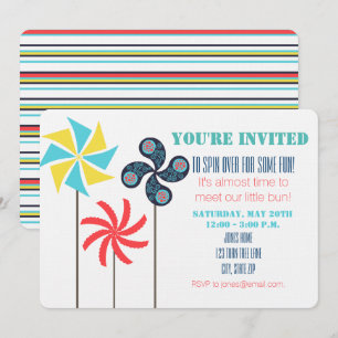Invitation Baby shower à thème Pinwheel