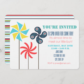 Invitation Baby shower à thème Pinwheel