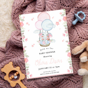 Invitation baby shower à thème rose et bleu