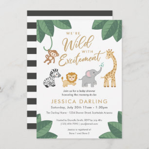 Invitation Baby shower à thème Wild with Excitative Jungle