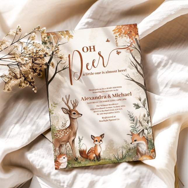 Invitation Baby shower à thème Woodland Oh Deer (Créateur téléchargé)