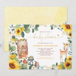 Invitation Baby shower à tournesol des animaux branchés des b