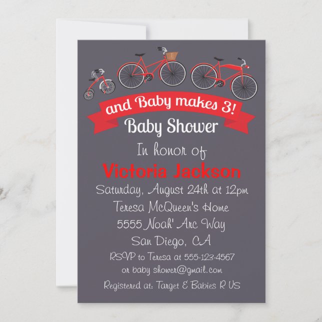 Invitation Baby shower à vélo (Devant)