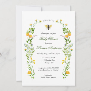 Invitation Baby shower abeille et Fleur sauvage