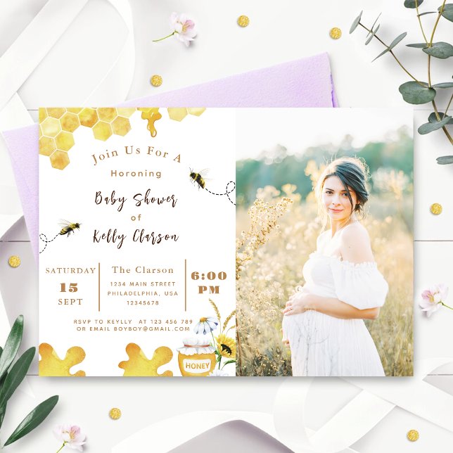 Invitation Baby shower abeille jaune et tournesol (Créateur téléchargé)
