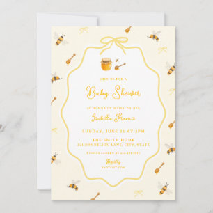 Invitation Baby Shower Abeille Miel Jaune Doux comme du Miel