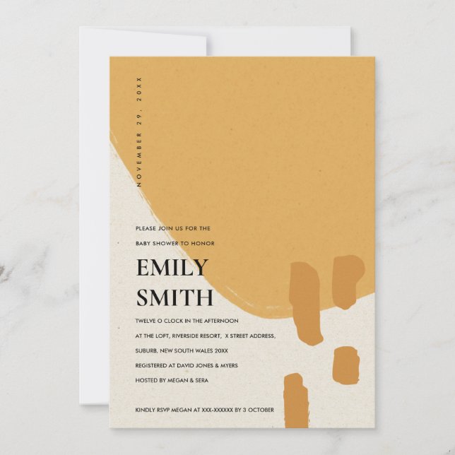 INVITATION BABY SHOWER ABSTRAIT MODERNE KRAFT ORAN (Devant)