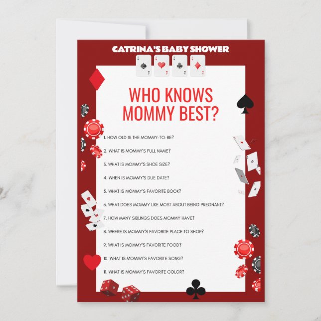 Invitation Baby shower Ace Casino - Nom modifiable, 5x7 (Devant)