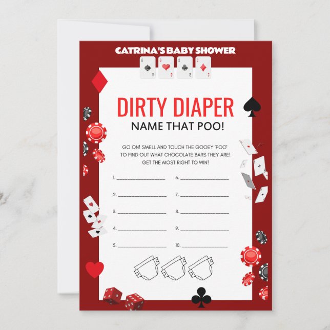 Invitation Baby shower Ace Casino - Nom modifiable, 5x7 (Devant)