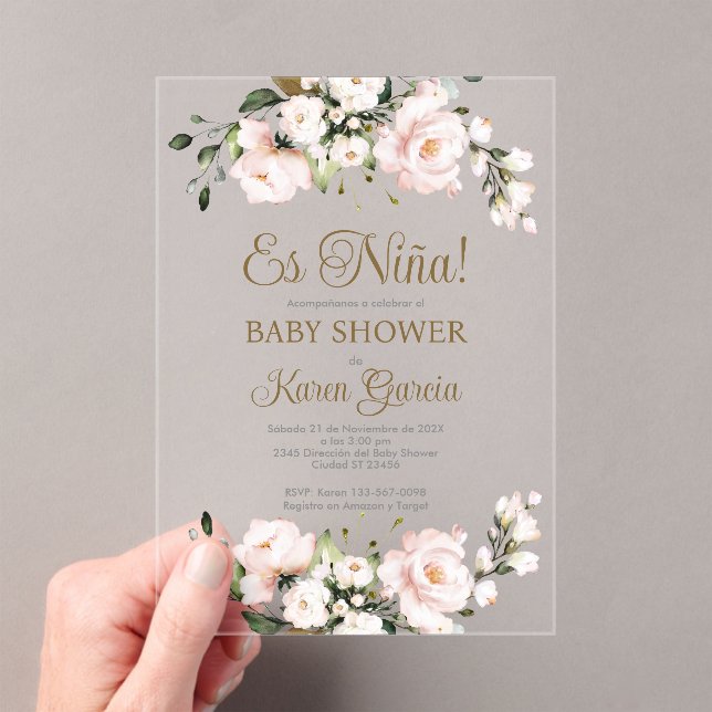 Invitation Baby shower acrylique (In situ (ordinateur de poche))