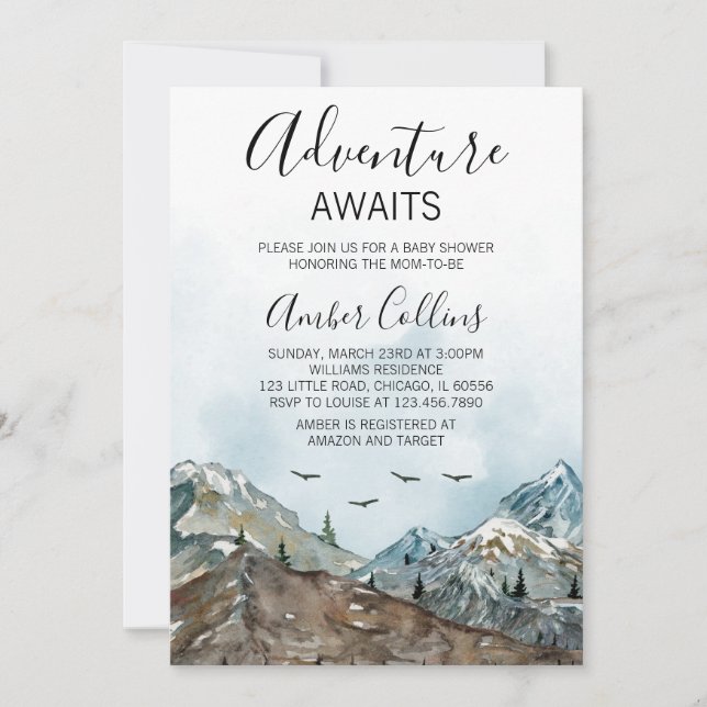 Invitation Baby shower Adventure Await (Devant)
