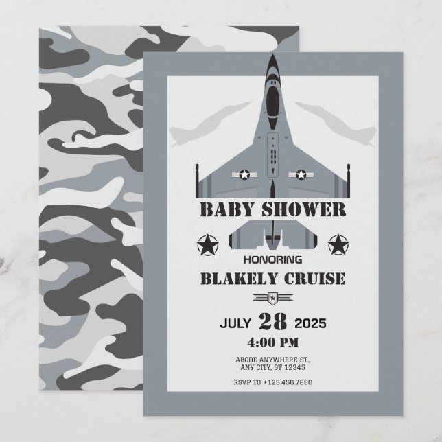 Invitation Baby shower aérien (Devant / Derrière)