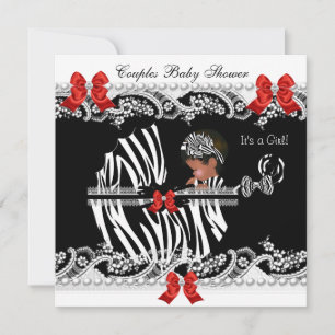 Invitation Baby shower Africain-Américain fille Zebra