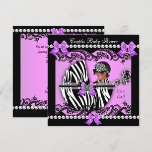 Invitation Baby shower Africain-Américain fille Zebra