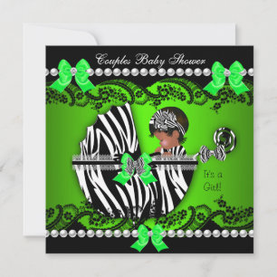 Invitation Baby shower Africain-Américain fille Zebra