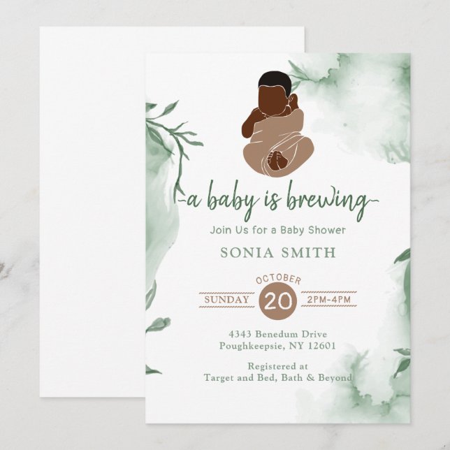 Invitation Baby shower afro-américain (Devant / Derrière)
