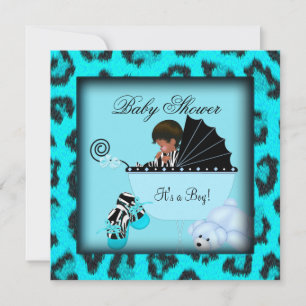 Invitation Baby shower afro-américain Boy Zebra Animal