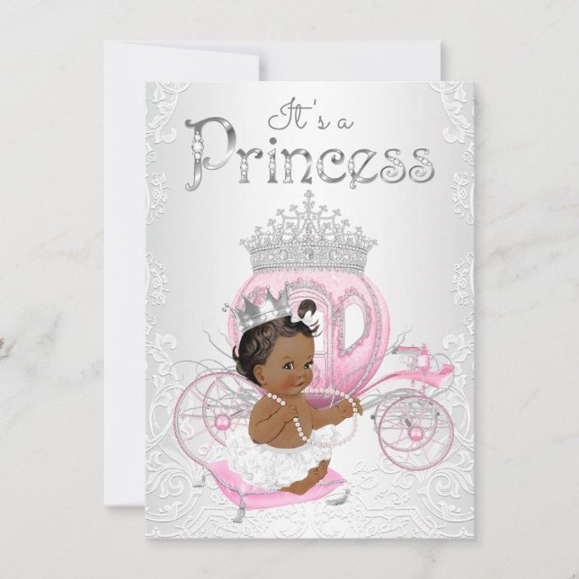 Invitation Baby shower afro-américain de princesse (Devant)