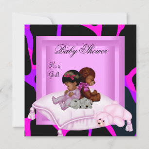 Invitation Baby shower afro-américain fille rose