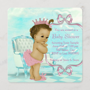 Invitation Baby shower afro-américain rose et bleu sarcelle