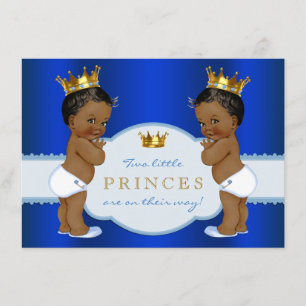 Invitation Baby shower afro-américain Royal Prince Twin