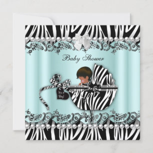Invitation Baby shower afro-américain Zebra garçon ou fille