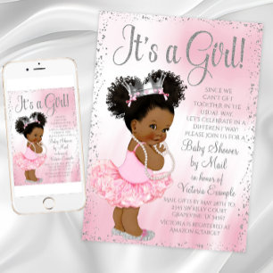 Invitation Baby Shower Afro Puff Princess par courrier