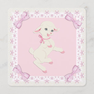 Invitation Baby Shower Agneau Rose