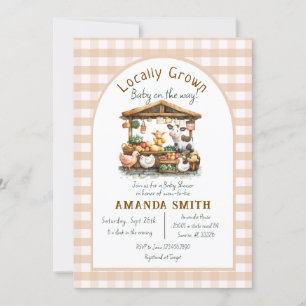 Invitation Baby shower Agricole En vichy marché cultivé local