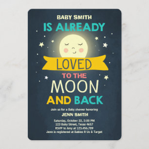 Invitation Baby shower Aimez-vous à la Lune et les étoiles ar