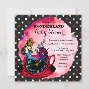Invitation Baby Shower Alice au Pays des Merveilles Vintage