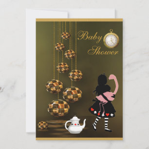 Invitation Baby shower Alice et Flamant rose Neutral Wonderla