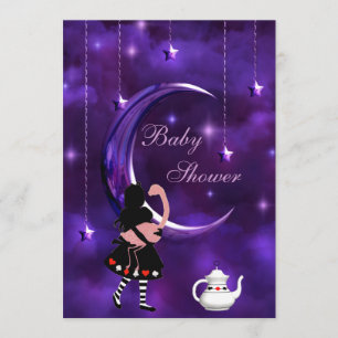 Invitation Baby shower Alice et Flamant rose Purple Moon