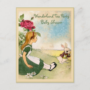 Invitation Baby shower Alice & White Rabbit Wonderland