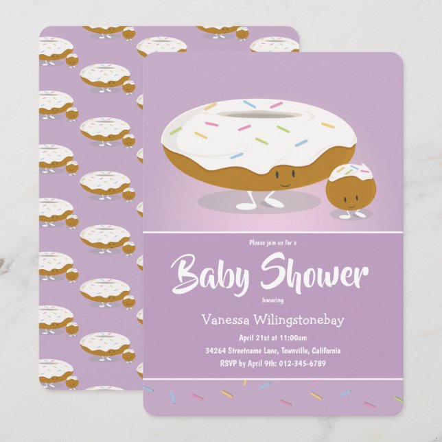 Invitation Baby shower alimentaire de beignets congelés (Devant / Derrière)