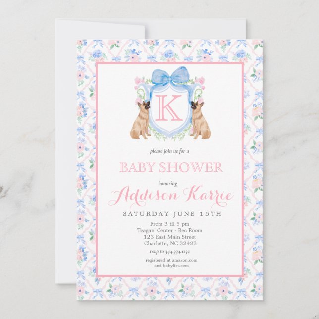 Invitation Baby shower allemand Shepard chien Crest Invitatio (Devant)