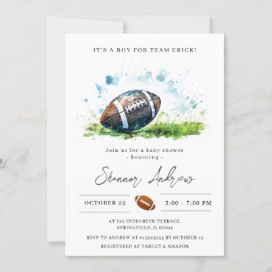 Invitation Baby shower américain de football élégant personne