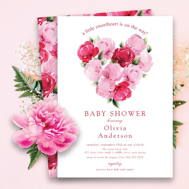 Invitation Baby shower amoureux Rosy Blooms (Créateur téléchargé)